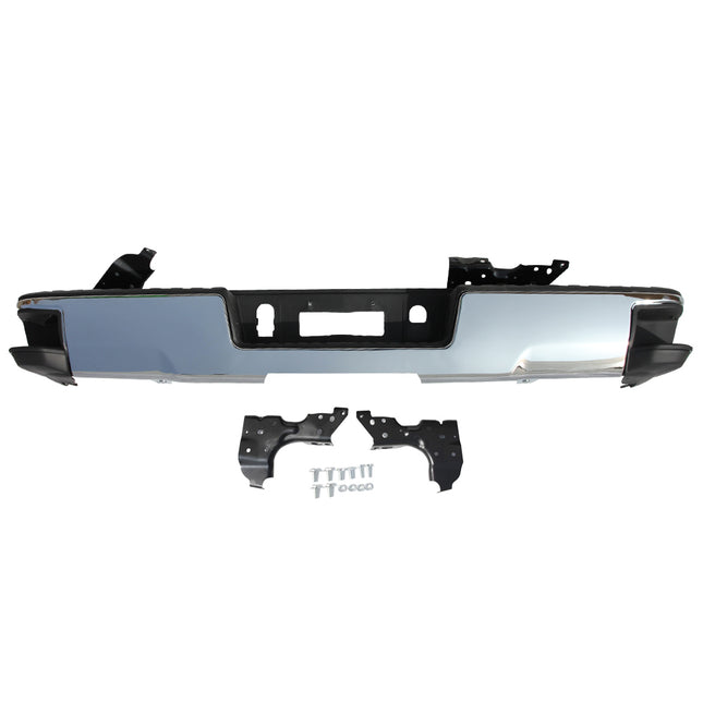 Findmall Chrome Rear Step Bumper Assembly for 2014-2018 Chevrolet Silverado 1500 and GMC Sierra 1500, Sensor Hole Options