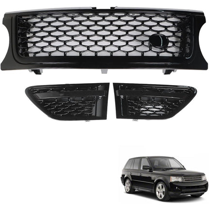 Findmall Front Grille and Side Vent Set for 2010-2013 Land Rover Range Rover Sport L320, Black