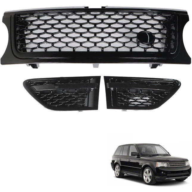 Findmall Front Grille and Side Vent Set for 2010-2013 Land Rover Range Rover Sport L320, Black