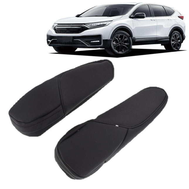 Findmall 2Pcs Front Seat Armrest Cover (Leather Part Only) Replacement for 2007-2009 Honda CR-V CRV Black