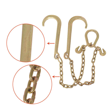 findmall 5/16 X 2 G70 Tow Chain J-Hooks V-Chain Replacement for Flatbed Truck Rollback Wrecker