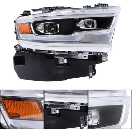 Findmall Headlights Assembly Replacement for Ram 1500 2019-2024 with AFS