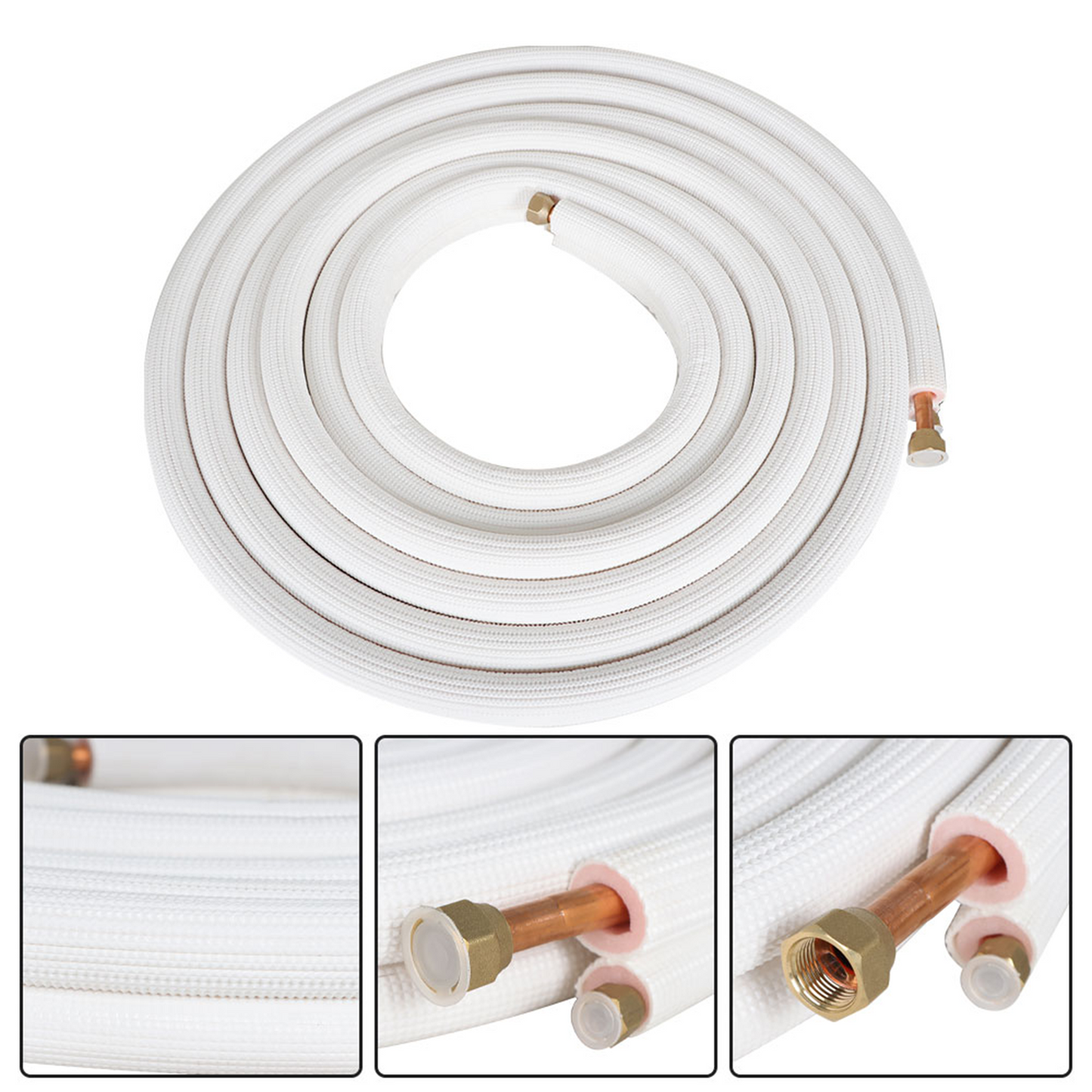 findmall 25FT Air Conditioning Copper Tubing Hose Extension 1/4" and 1/2" Twin Copper Hoses Insulated Copper Hoses Fit for Mini Split Air Conditioner