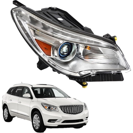 Findmall Passenger Side Headlights Assembly HID with DRL Replacement for Enclave 2013-2017 Housing Chrome w/AFS Lamp RH 1PC 84026397