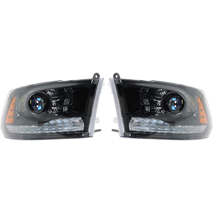 Findmall Black Headlights Replacement for 2013-2018 Ram 1500-3500 w/DRL Projector Headlight Assembly Passenger and Driver Side