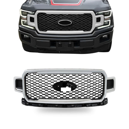 Findmall Front Upper Grille Honeycomb Chrome Replacement for 2018 2019 2020 F150