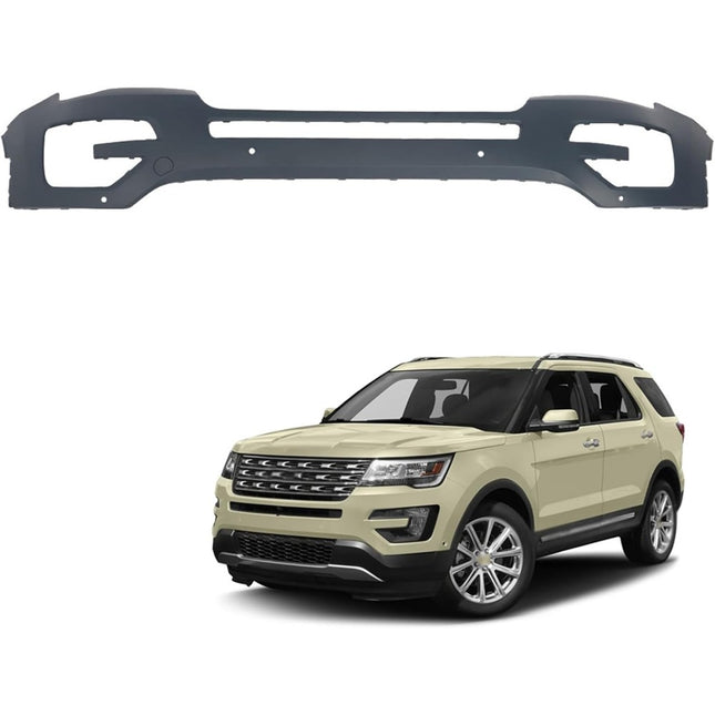 Findmall Front Upper Bumper Cover with 4 Parking Sensor Holes Replacement for 2016-2017 Ford Explorer, FO1000725