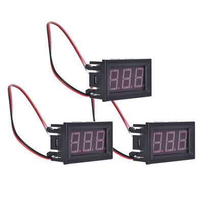 3pcs Blue DC 0-30V 3-Digital Display Voltage Meter Voltmeter Panel Motorcycle