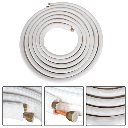 findmall 25FT Air Conditioning Copper Tubing Hose Extension 1/4" and 3/8" Twin Copper Hoses Insulated Copper Hoses Fit for Mini Split Air Conditioner