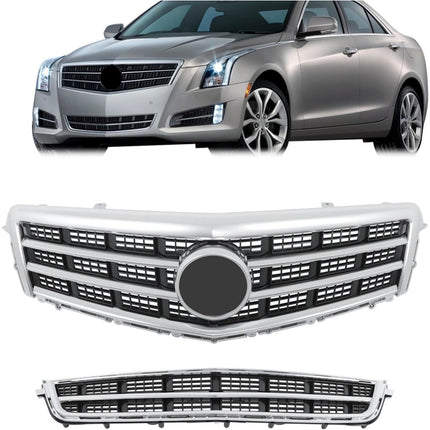 Findmall 2-Piece Front Upper Grille and Lower Grille Trim Molding Kit Replacement for ATS 2013-2014