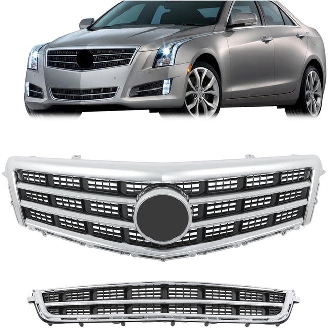 Findmall 2-Piece Front Upper Grille and Lower Grille Trim Molding Kit Replacement for ATS 2013-2014