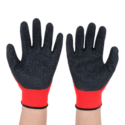 findmall 12 Pairs Crinkle Latex Coated Work Gloves – Durable Rubber Grip Safety Gloves for Construction, Warehouse, Gardening & Assembly