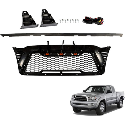 Findmall Front Mesh Grille for 2005-2011 Toyota Tacoma, Gloss Black