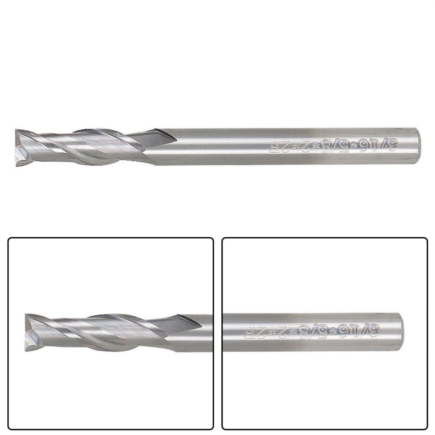 findmall 5Pcs 3/16 Inch Helix Carbide End Mill Tialn Coated 2 Flute 5/8 Inch Length of Cut Fit for Aluminum Cut Non-Ferrous Metal Upcut CNC Spiral Router Bit