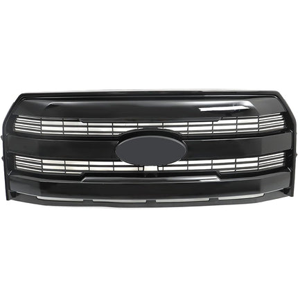 Findmall Front Upper Grille for 2015-2017 Ford F-150, Gloss Black, With Camera Hole