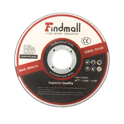 Findmall 4.5 Inch (115mm) Cut Off Wheel 50/55/100/200 Pack, 3/64" Ultra Thin Metal Cutting Disc, Aluminum Oxide Abrasive Wheel for Steel & Stainless Steel, 7/8" Arbor Angle Grinder