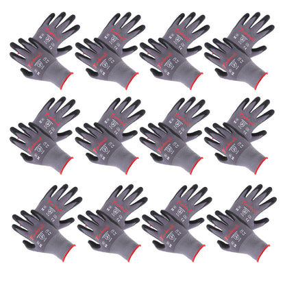 findmall Safety Work Gloves MicroFoam Nitrile Coated Foam Gloves M-Size/12 Pairs