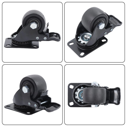Findmall 4 Pack 2" Polyurethane Swivel Caster Wheels with Total Lock Brake, Top Plate Mount, Heavy Duty Low Center of Gravity Casters for Workbenches, Furniture & Carts