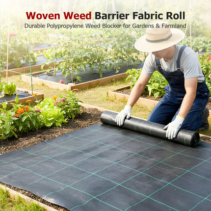 findmall Woven Weed Barrier Fabric Roll – Heavy Duty Polypropylene Landscape Ground Cover for Garden, Greenhouse & Flower Beds