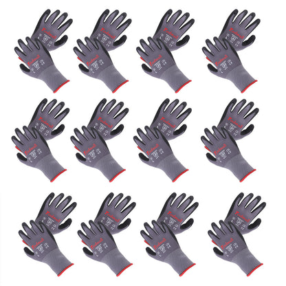 findmall Safety Work Gloves MicroFoam Nitrile Coated Foam Gloves L-Size/12 Pairs