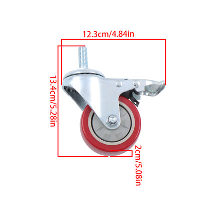 Findmall 4 Pack 3" PVC Swivel Caster Wheels with Double Lock Brake, M12-1.75 × 25mm Threaded Stem, Heavy Duty Casters for Workbenches, Furniture & Utility Carts