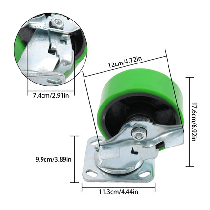Findmall 4 Pack 5" Polyurethane Swivel Caster Wheels with Double Lock Brake, Top Plate Mount Heavy Duty Casters for Platform Trucks, U-Boat Carts & Workbenches