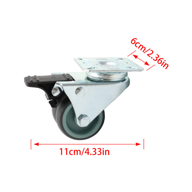 Findmall 8 Pack 2 Inch Gray TPR Dual Wheel Swivel Caster Wheels with Total Lock Brake, Plate Mount, Heavy Duty Replacement Casters for Carts, Workbenches &amp; Shelving