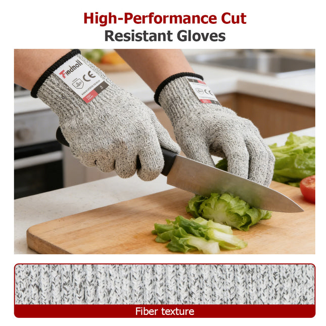 findmall Level 5 Cut Resistant Gloves– Food Grade Safety Gloves for Kitchen, Oyster Shucking, Mandoline Slicer & Meat Cutting