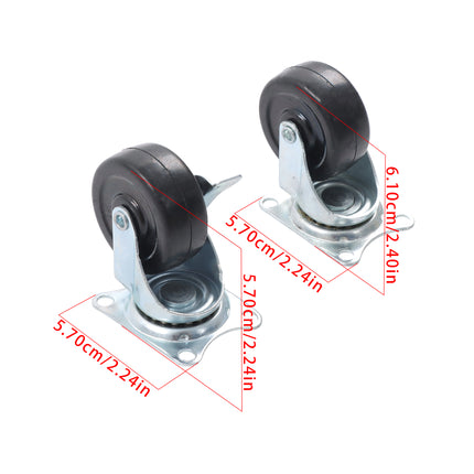Findmall 8 Pack 2 Inch Rubber Swivel Caster Wheels with Side Brake, Plate Mount, Heavy Duty Replacement Casters for Furniture, Carts, Workbenches & Shelving