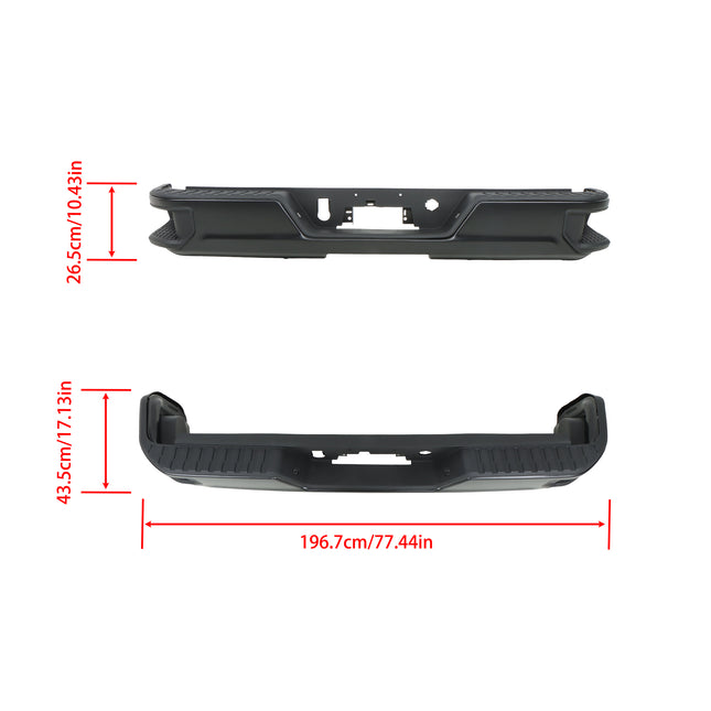 Findmall Black Rear Step Bumper for 2020-2025 Chevrolet Silverado and GMC Sierra 2500/3500 HD, Without Sensor Holes, GM1103212