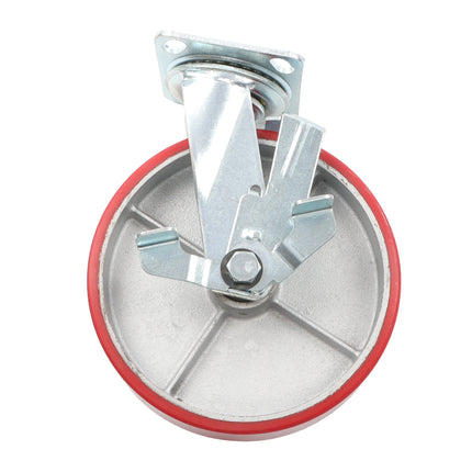 Findmall 1 Pack 8" Polyurethane on Iron Core Swivel Caster Wheels with Wheel Brake, Top Plate Mount, Heavy Duty Casters for Tool Boxes, Workbenches & Carts