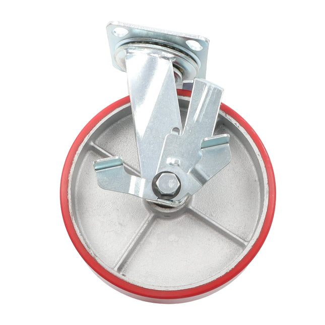 Findmall 1 Pack 8" Polyurethane on Iron Core Swivel Caster Wheels with Wheel Brake, Top Plate Mount, Heavy Duty Casters for Tool Boxes, Workbenches & Carts