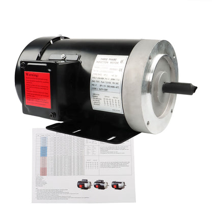 findmall 2 HP Electric Motor 56C Frame 1750RPM 3 Phase Motor General Motor TEFC 60Hz 230/460V 5/8 Shaft