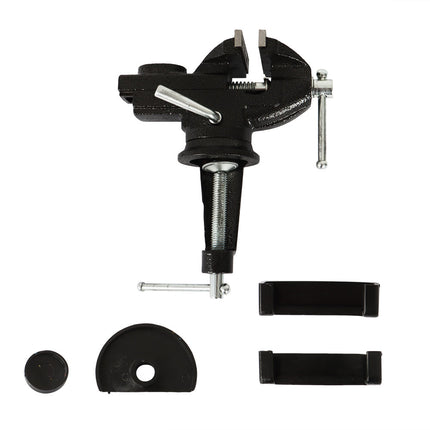 Findmall Portable Table Bench Vise with 360° Swivel Base, Compact Steel Clamp Vise for Woodworking, Metalworking, Drilling, Cutting and DIY Projects