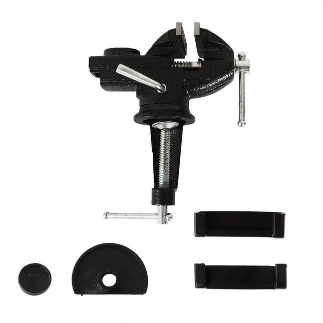 Findmall Portable Table Bench Vise with 360° Swivel Base, Compact Steel Clamp Vise for Woodworking, Metalworking, Drilling, Cutting and DIY Projects