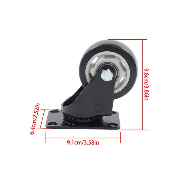 Findmall 4 Pack 3" PVC Swivel Caster Wheels, Top Plate Mount Heavy Duty Casters for Carts, Equipment & Workbenches