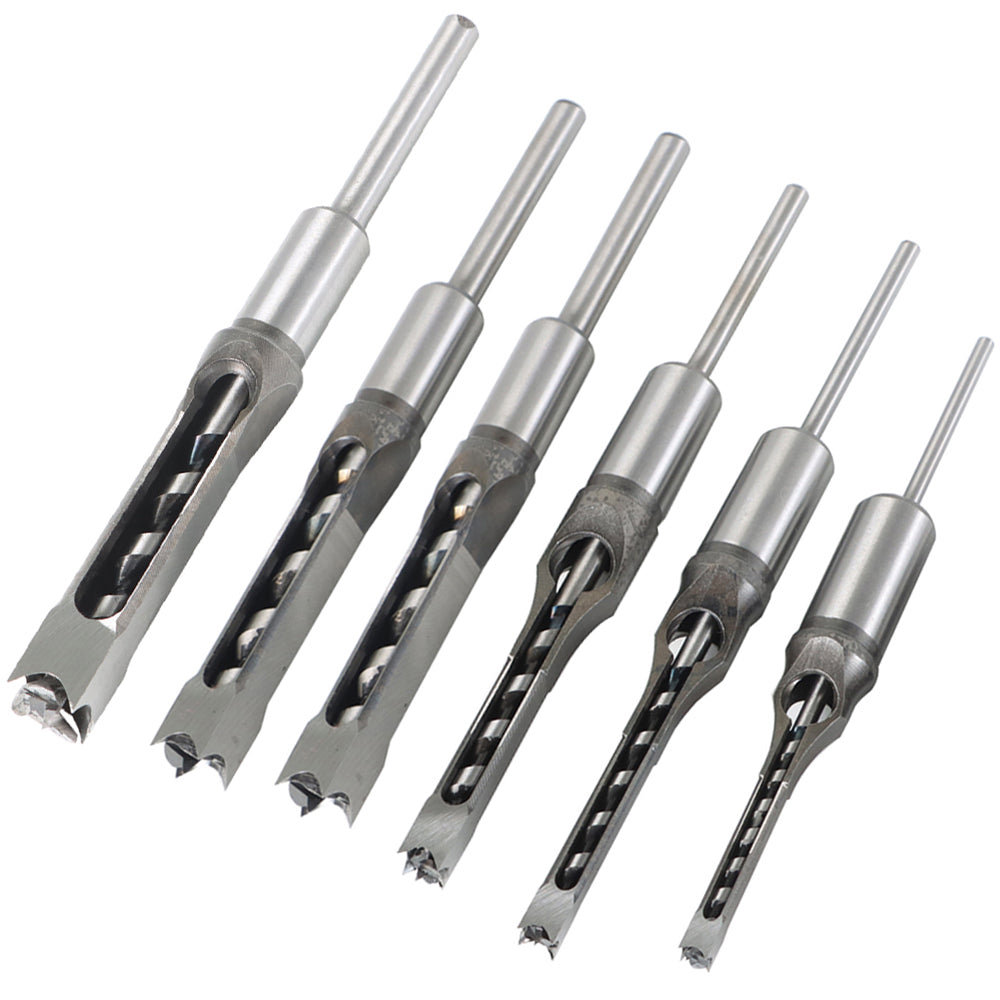 findmall 6 Pack Square Hole Mortise Chisel Drill Bit Tool 1/4" 5/16" 3/8" 1/2" 9/16" 5/8"