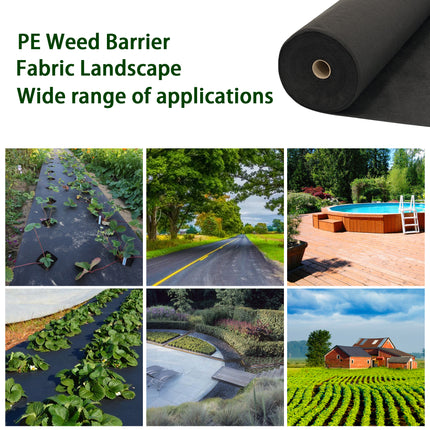 Findmall 90g PE Weed Barrier Landscape Fabric Roll, Heavy Duty Woven Ground Cover Weed Block Cloth for Garden Landscaping Flower Bed Driveway