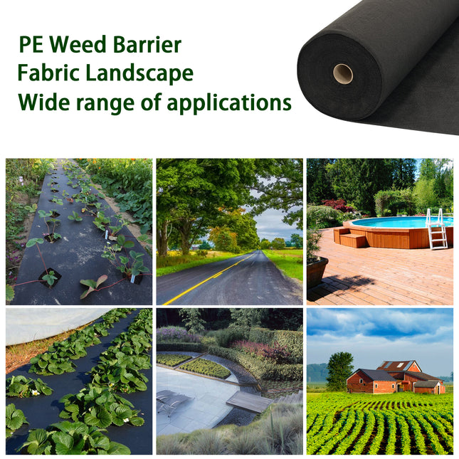 Findmall 90g PE Weed Barrier Landscape Fabric Roll, Heavy Duty Woven Ground Cover Weed Block Cloth for Garden Landscaping Flower Bed Driveway