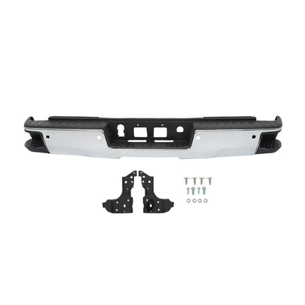 Findmall Chrome Rear Step Bumper Assembly for 2014-2018 Chevrolet Silverado 1500 and GMC Sierra 1500