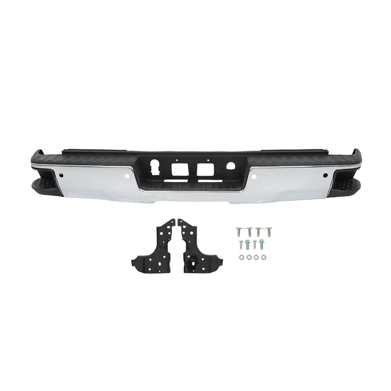 Findmall Chrome Rear Step Bumper Assembly for 2014-2018 Chevrolet Silverado 1500 and GMC Sierra 1500