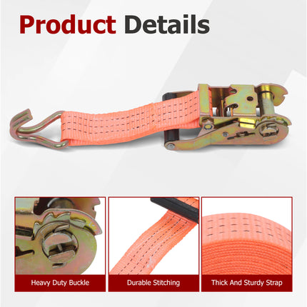 Findmall 4/10/20 Pack 1.5" x 15'/20' J Hook Ratchet Straps 4000Lbs Heavy Duty Tie Down Straps for Truck, Trailer, Cargo Transportation