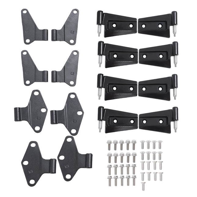 Findmall Door Hinge Set for 2007-2018 Jeep Wrangler JK, Black Powder-Coated Steel, 16-Piece