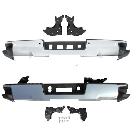 Findmall Chrome Rear Step Bumper Assembly for 2014-2018 Chevrolet Silverado 1500 and GMC Sierra 1500