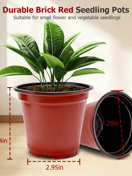 findmall 100PCS Plastic Plant Nursery Pots for Seedlings – Round Stackable Flower & Vegetable Planters, Ribbed Design