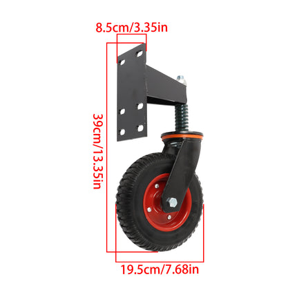 Findmall 1 Pack 8" Rubber Swivel Gate Wheel with Shock Absorbing Spring, 600 LB Capacity Fence Gate Caster with U-Bolt & Straight Bolt Mount for Metal Tube and Wooden Gates