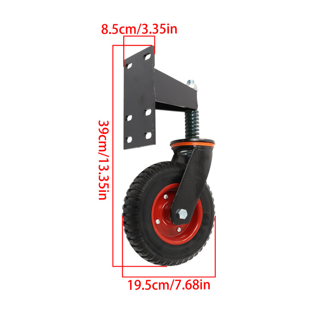 Findmall 1 Pack 8" Rubber Swivel Gate Wheel with Shock Absorbing Spring, 600 LB Capacity Fence Gate Caster with U-Bolt & Straight Bolt Mount for Metal Tube and Wooden Gates