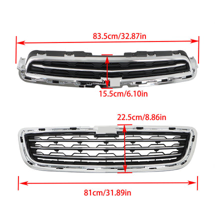 Findmall 2-Piece Black Front Lower Inner Grille with Chrome Molding Replacement for Trax 2014-2016 GM1200727