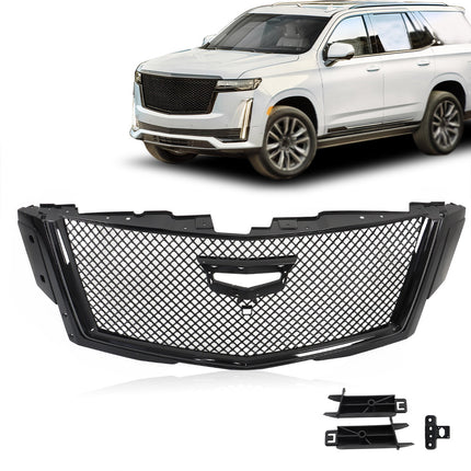 Findmall Black Honeycomb Front Upper Bumper Grille Replacement for Escalade 2015-2020