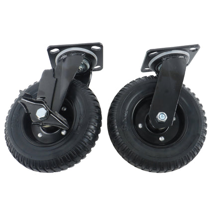 Findmall 2 Pack 8" Solid Rubber Swivel Caster Wheels with Wheel Brake, Top Plate Mount, Heavy Duty Casters for Carts, Dollies & Workbenches